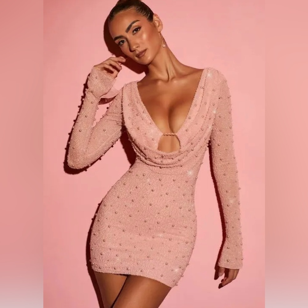 Oh Polly embellished pink dress us size 6 like new